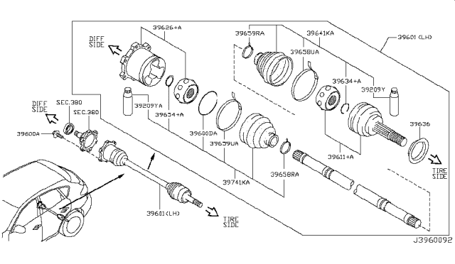 2009 Infiniti EX35 Rear Drive Shaft Diagram 1