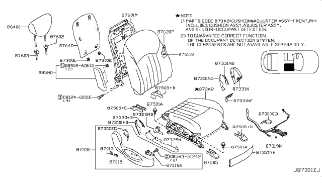 2009 Infiniti EX35 Front Seat Diagram 4