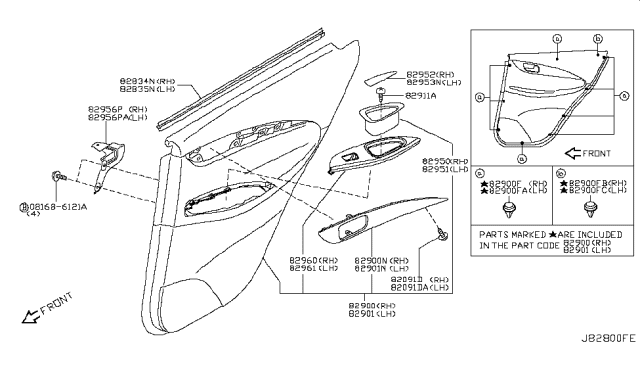 2014 Infiniti QX50 Rear Door Trimming Diagram