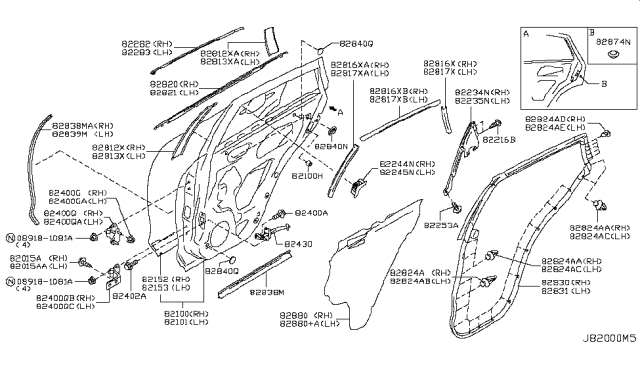 2016 Infiniti QX50 MOULDING - Rear Door Outside, LH Diagram for 82821-1BA0B