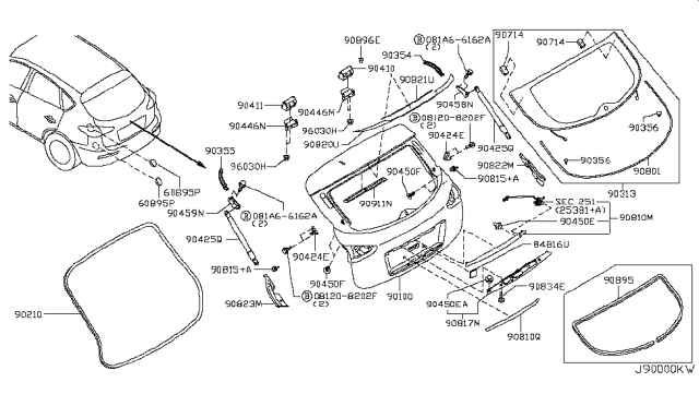 2015 Infiniti QX50 Bracket - Back Door Stay, RH Diagram for 90454-1BA3C