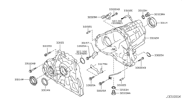 2013 Infiniti EX37 Transfer Case Diagram 1