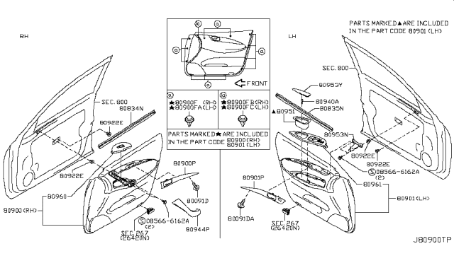 2015 Infiniti QX50 Front Door Trimming Diagram 1