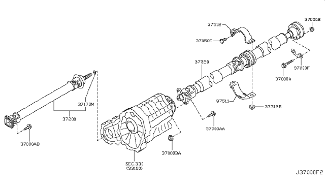 2017 Infiniti QX50 Propeller Shaft Diagram 2