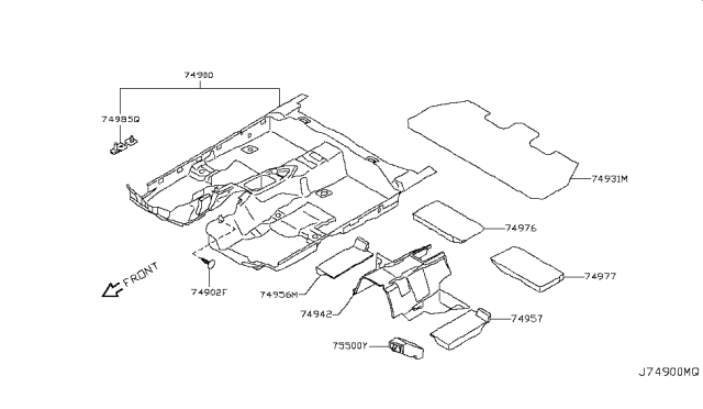 2015 Infiniti QX50 Floor Trimming Diagram