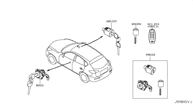 2016 Infiniti QX50 Key Set & Blank Key Diagram