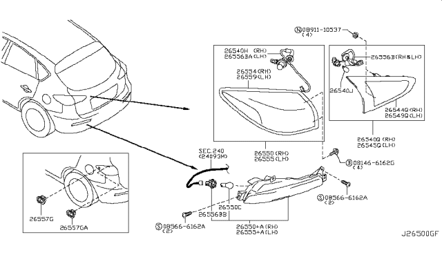 2008 Infiniti EX35 Rear Combination Lamp Diagram 2