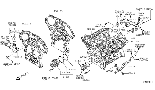 2009 Infiniti EX35 Water Pump, Cooling Fan & Thermostat Diagram 2