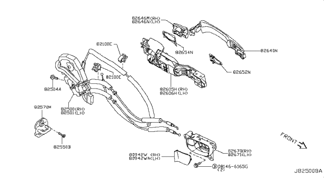 2009 Infiniti EX35 Lock & Remote Control Assembly-Rear Door,LH Diagram for 82501-1BA0A