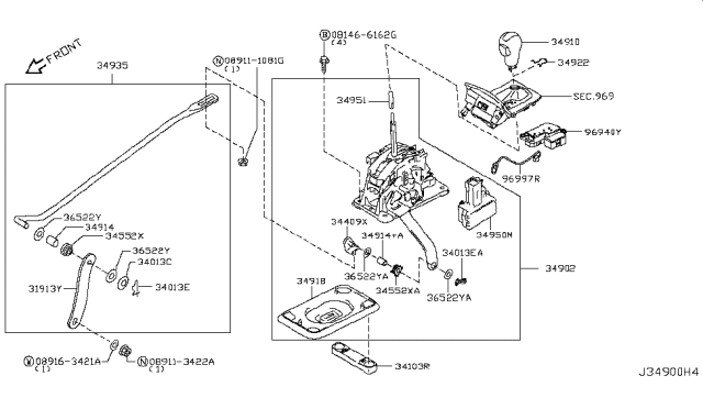 2009 Infiniti EX35 Auto Transmission Control Device Diagram 2