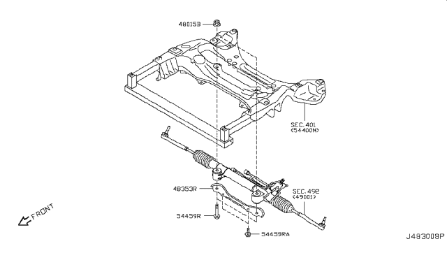 2016 Infiniti QX50 Steering Gear Mounting Diagram 1