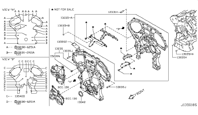 2014 Infiniti QX50 Front Cover,Vacuum Pump & Fitting Diagram