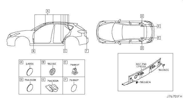 2014 Infiniti QX50 Body Side Fitting Diagram 3