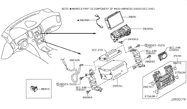 2014 Infiniti QX50 Audio & Visual Diagram 1