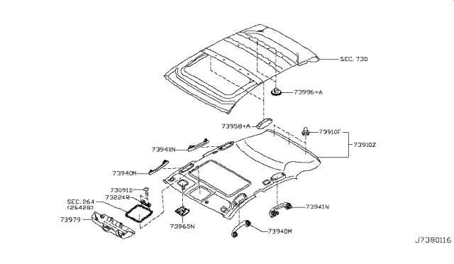 2012 Infiniti EX35 Roof Trimming Diagram 2