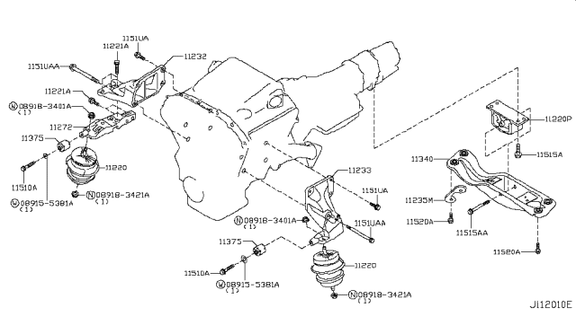 2010 Infiniti EX35 Engine & Transmission     Mounting Diagram 5