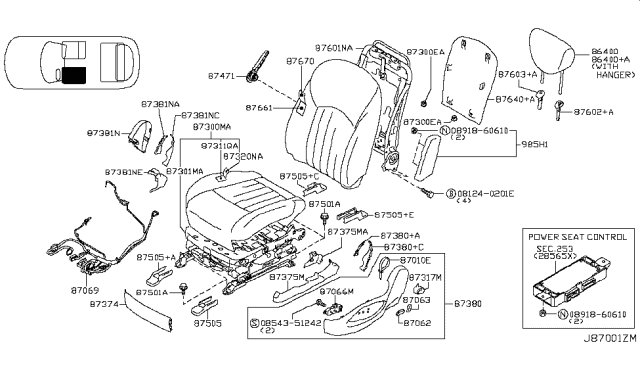 2010 Infiniti EX35 Front Seat Diagram 3