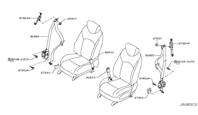 2010 Infiniti EX35 Belt Assy-Tongue, Pretension Front Rh Diagram for 86884-1BA1C