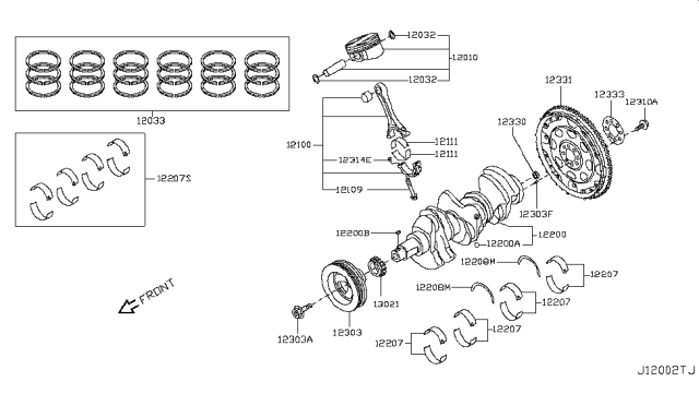 2017 Infiniti QX50 Piston,Crankshaft & Flywheel Diagram