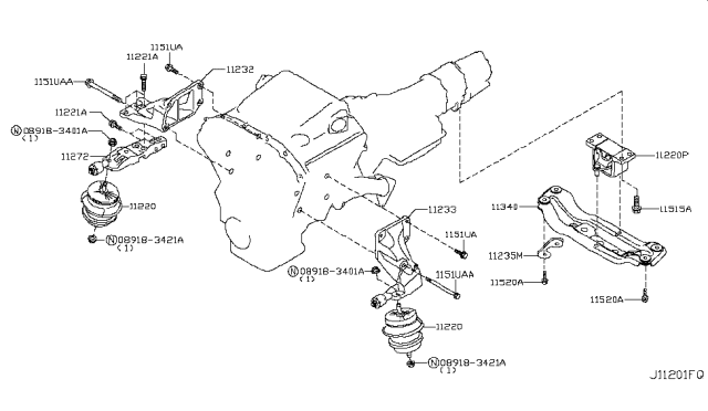 2013 Infiniti EX37 Engine & Transmission     Mounting Diagram 3