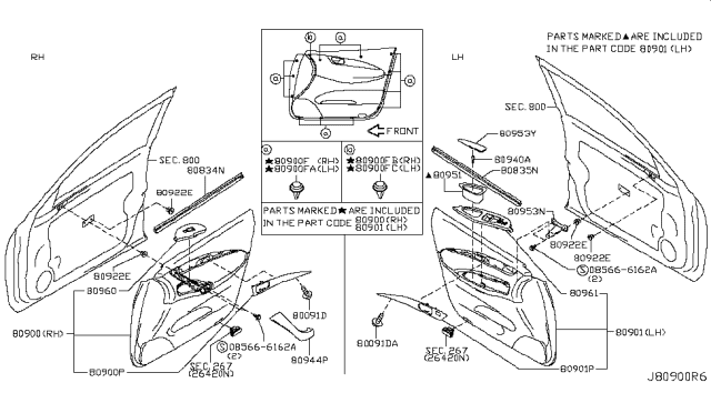 2012 Infiniti EX35 FINISHER Assembly Front Door RH Diagram for 80900-1BV0D