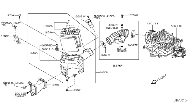 2013 Infiniti EX37 Air Cleaner Diagram 3