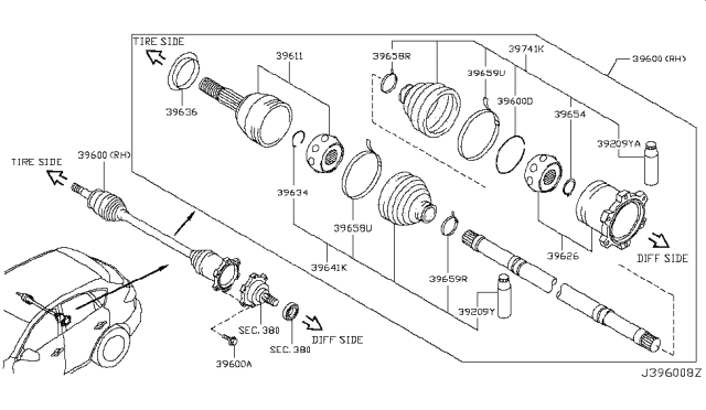 2011 Infiniti EX35 Rear Drive Shaft Diagram 3