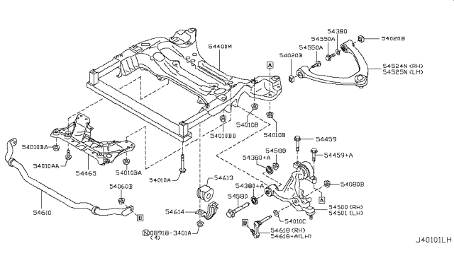 2016 Infiniti QX50 Transverse Link Complete, Front Right Lower Diagram for 54500-JL03B