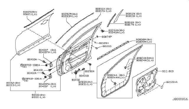 2010 Infiniti EX35 Door Front LH Diagram for HMA0A-1BABA