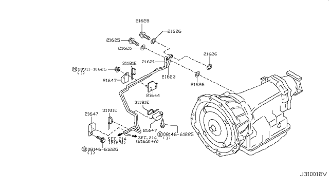 2009 Infiniti EX35 Auto Transmission,Transaxle & Fitting Diagram 6