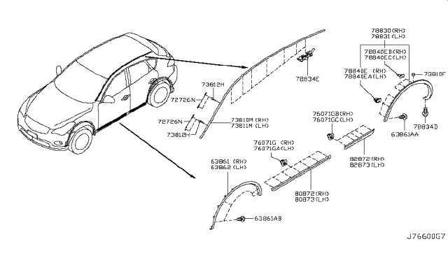 2015 Infiniti QX50 Moulding-Rear Door,RH Diagram for 82870-5UA0A