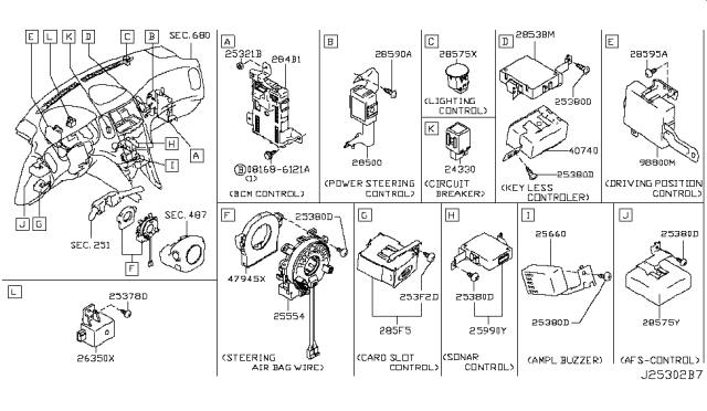 2012 Infiniti EX35 Controller Assy-Card Slot Diagram for 285F5-1BA0A