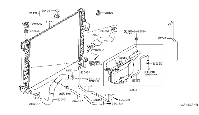 2016 Infiniti QX50 Radiator,Shroud & Inverter Cooling Diagram 1