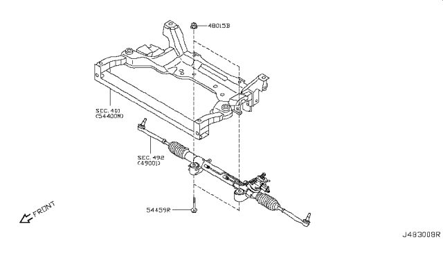 2009 Infiniti EX35 Steering Gear Mounting Diagram 2