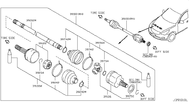 2014 Infiniti QX50 Front Drive Shaft (FF) Diagram 4