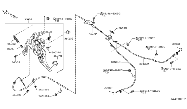 2008 Infiniti EX35 Parking Brake Control Diagram