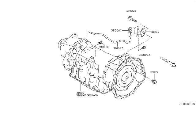 2013 Infiniti EX37 Auto Transmission,Transaxle & Fitting Diagram 3