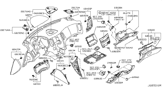 2010 Infiniti EX35 Instrument Panel,Pad & Cluster Lid Diagram 3