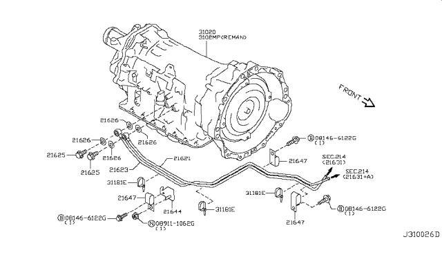 2012 Infiniti EX35 Auto Transmission,Transaxle & Fitting Diagram 5