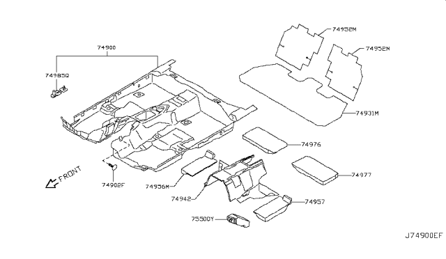 2010 Infiniti EX35 Spacer-Front Floor Diagram for 74978-1BA0A