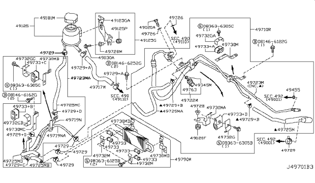 2009 Infiniti EX35 Power Steering Piping Diagram 1