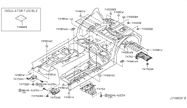 2008 Infiniti EX35 Floor Fitting Diagram 5