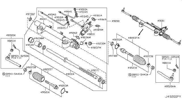 2011 Infiniti EX35 Housing&Cylinder Power Steering Diagram for 49311-1BA1A