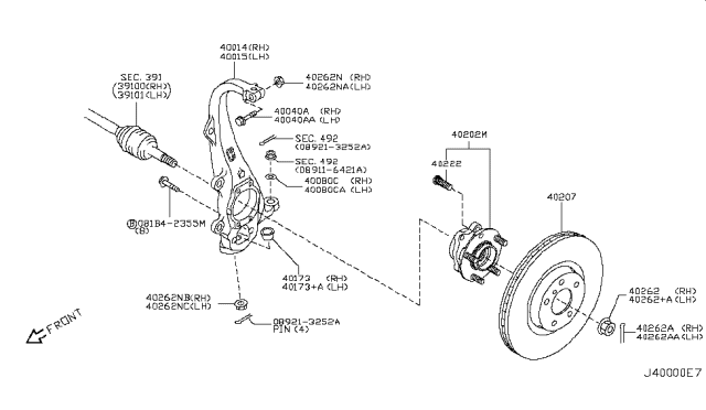 2009 Infiniti EX35 Spindle-KNUCKLE,LH Diagram for 40015-EG000