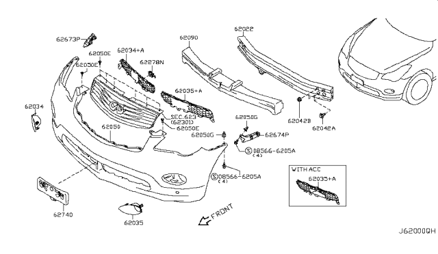 2008 Infiniti EX35 Front Bumper Diagram 3