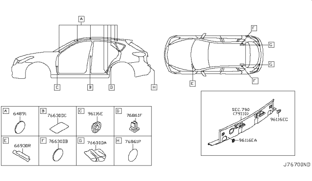 2009 Infiniti EX35 Tape-Seal Diagram for 60895-1BA0A