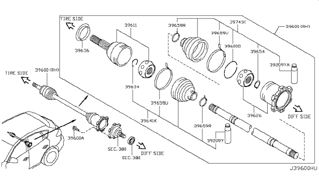 2011 Infiniti EX35 Rear Drive Shaft Diagram 4