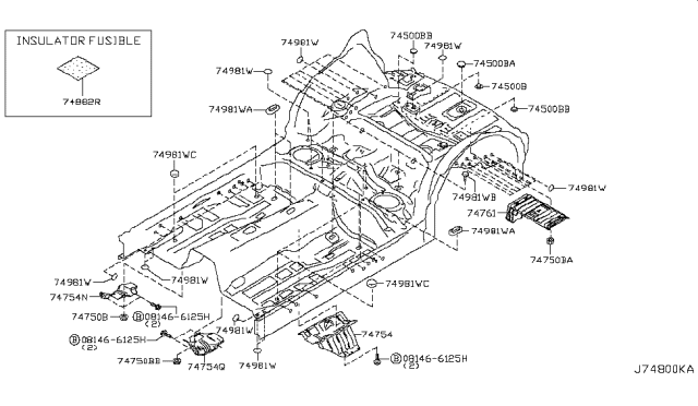 2013 Infiniti EX37 Floor Fitting Diagram 5