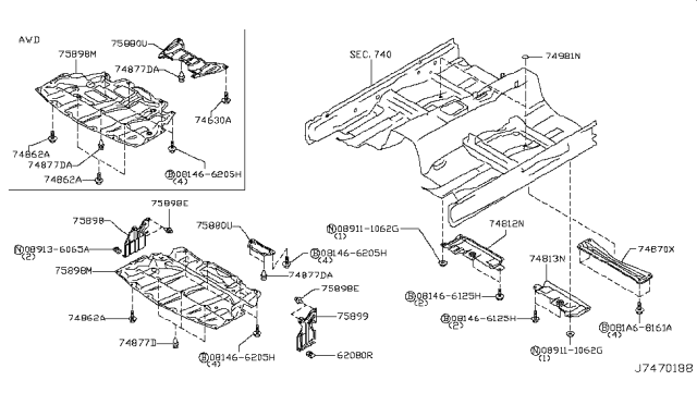 2013 Infiniti EX37 Floor Fitting Diagram 1