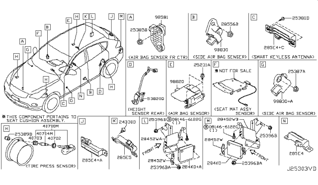 2017 Infiniti QX50 Side Obstacle Warning Sensor Assembly Diagram for 284K0-1ME4A